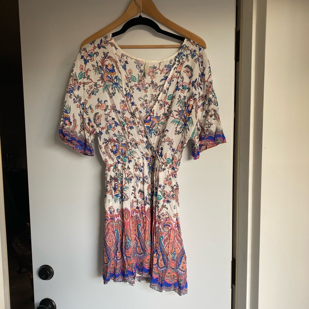 Boho Floral Dress with Cinched Waist